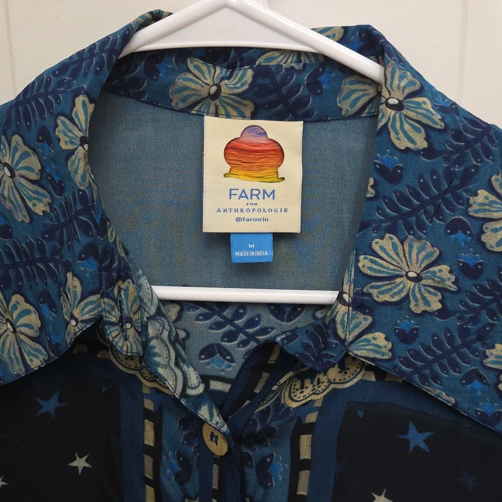 ❌❌❌ SOLD ❌❌❌FARM Rio By Anthropologie Button Up Blouse/ Medium - Picture 6 of 8
